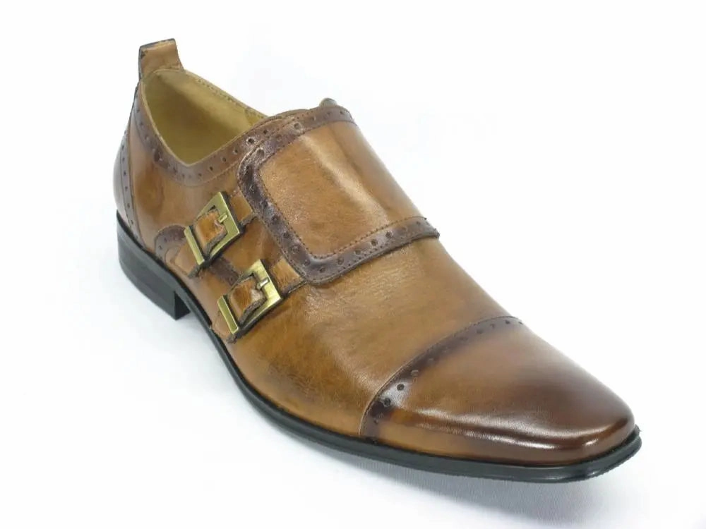 Double Monk Buckle Cap Toe Brog Definition