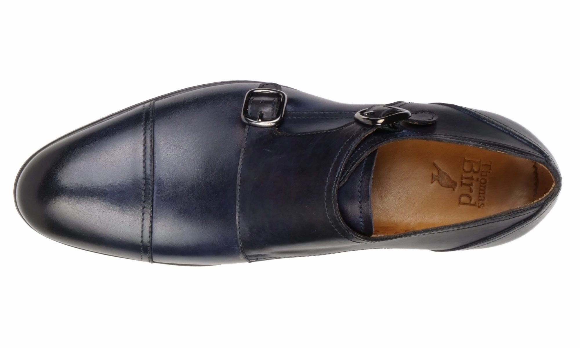 Bourne Monk Strap Blue Brown Semi Brogue