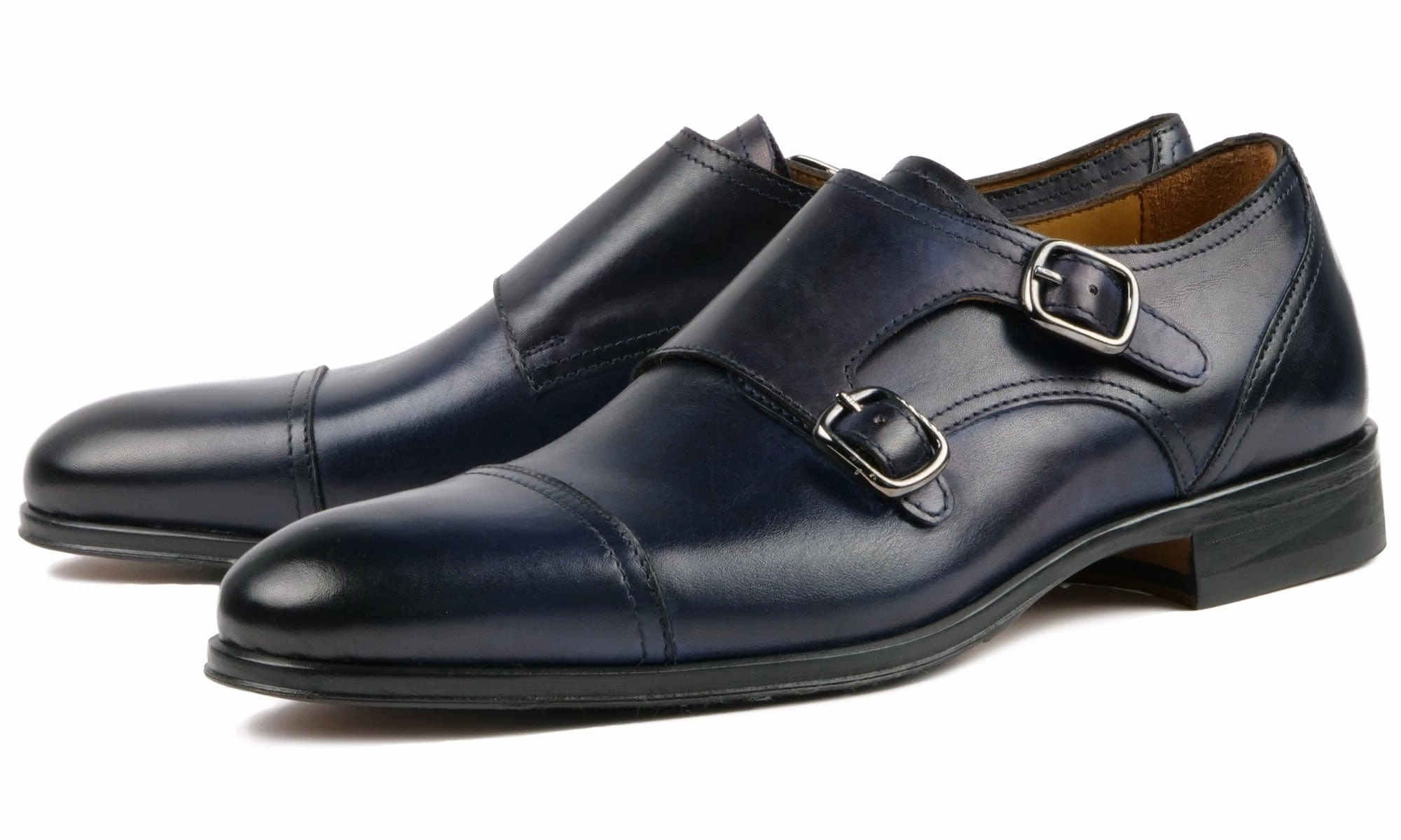 Bourne Monk Strap Blue Brown Shoes Brogues