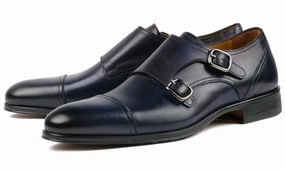 Bourne Monk Strap Blue Leather Brogue Boot