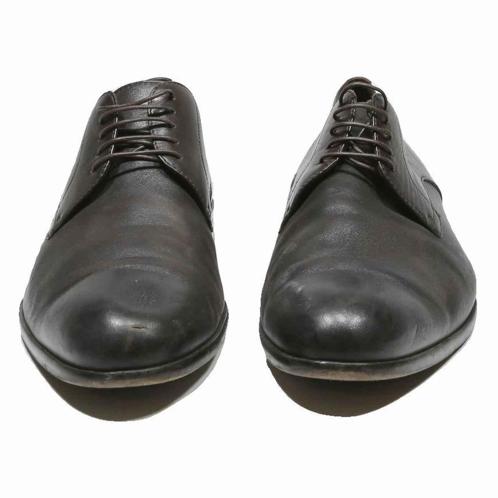 BOSS Derby Mens Leather Shoes Black UK 10.5 Classic Formal Smart Footwear Lace Up Dance Shoes