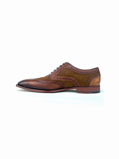 Stella Spectator Wingtip Oxford - Brown Polished Leather Oxfords