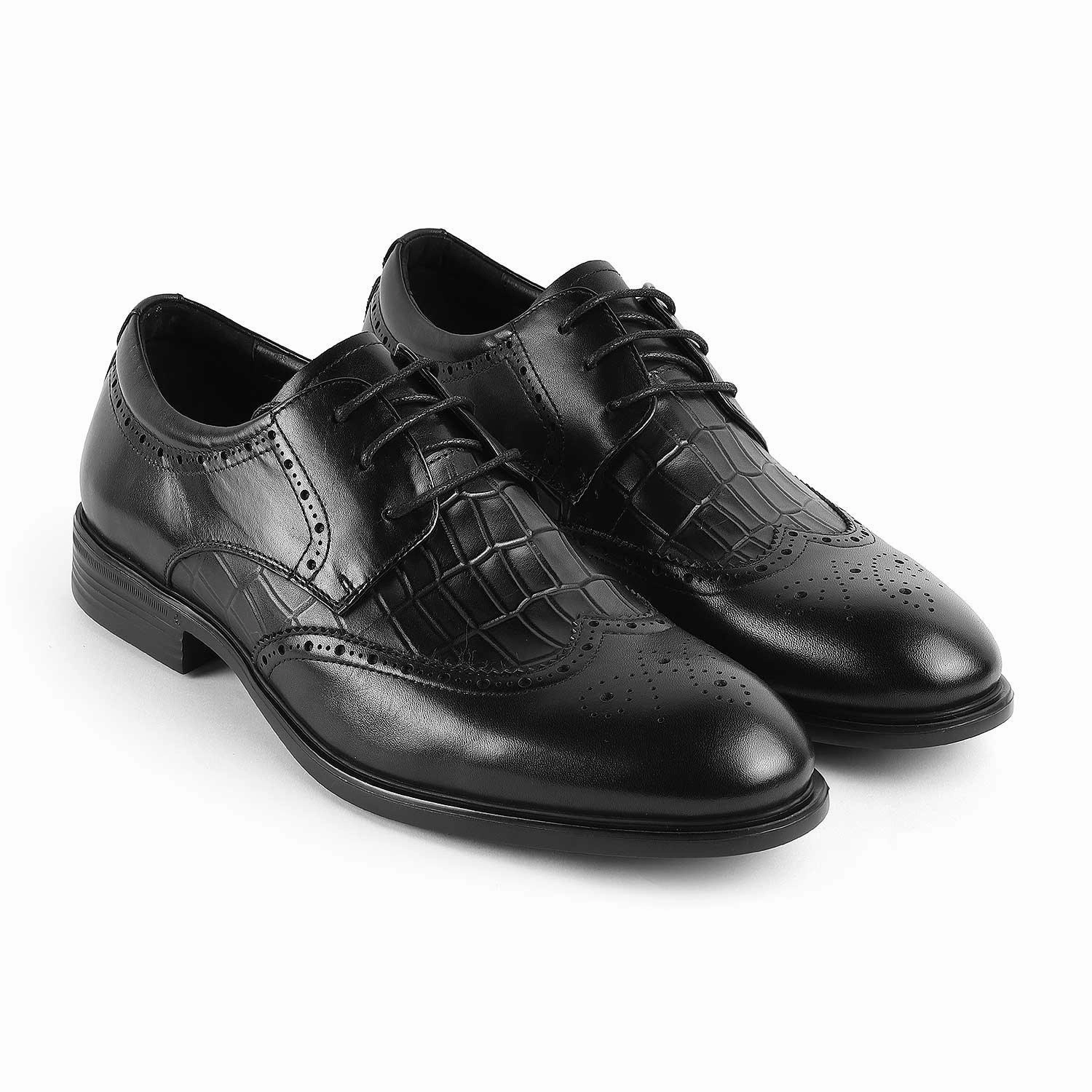 Tresmode Cent Black Men's Oxford Brogue Lace Ups Not Brogues