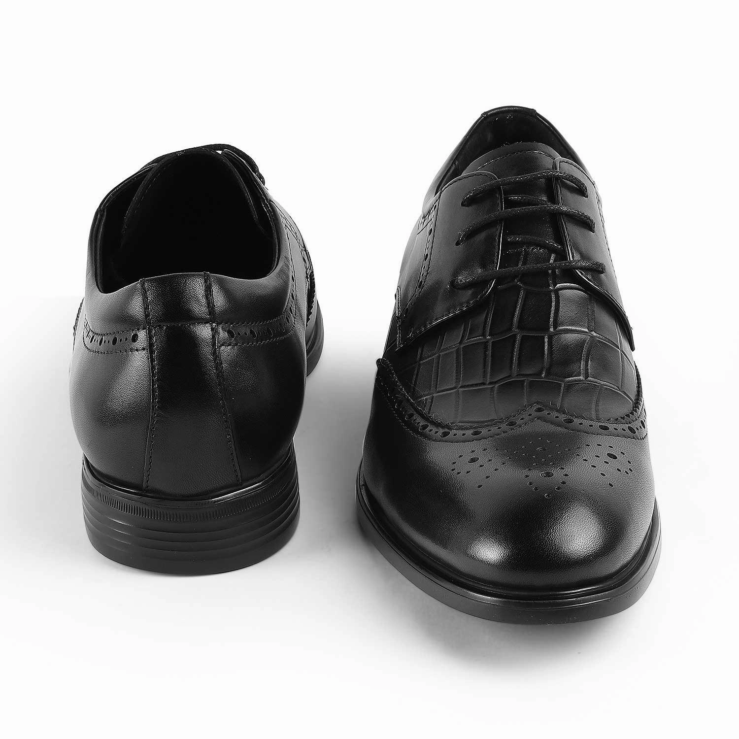 Tresmode Cent Black Men's Oxford Brogue Lace Ups Pointed Brogue Shoes