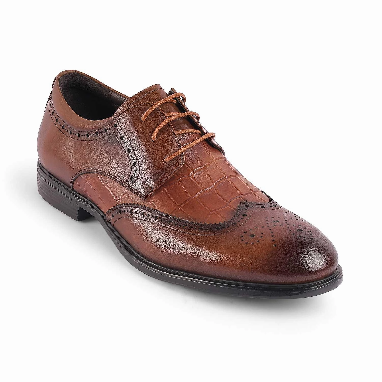 Tresmode Cent Brown Men's Oxford Brogue Lace Ups Pointed Brogues