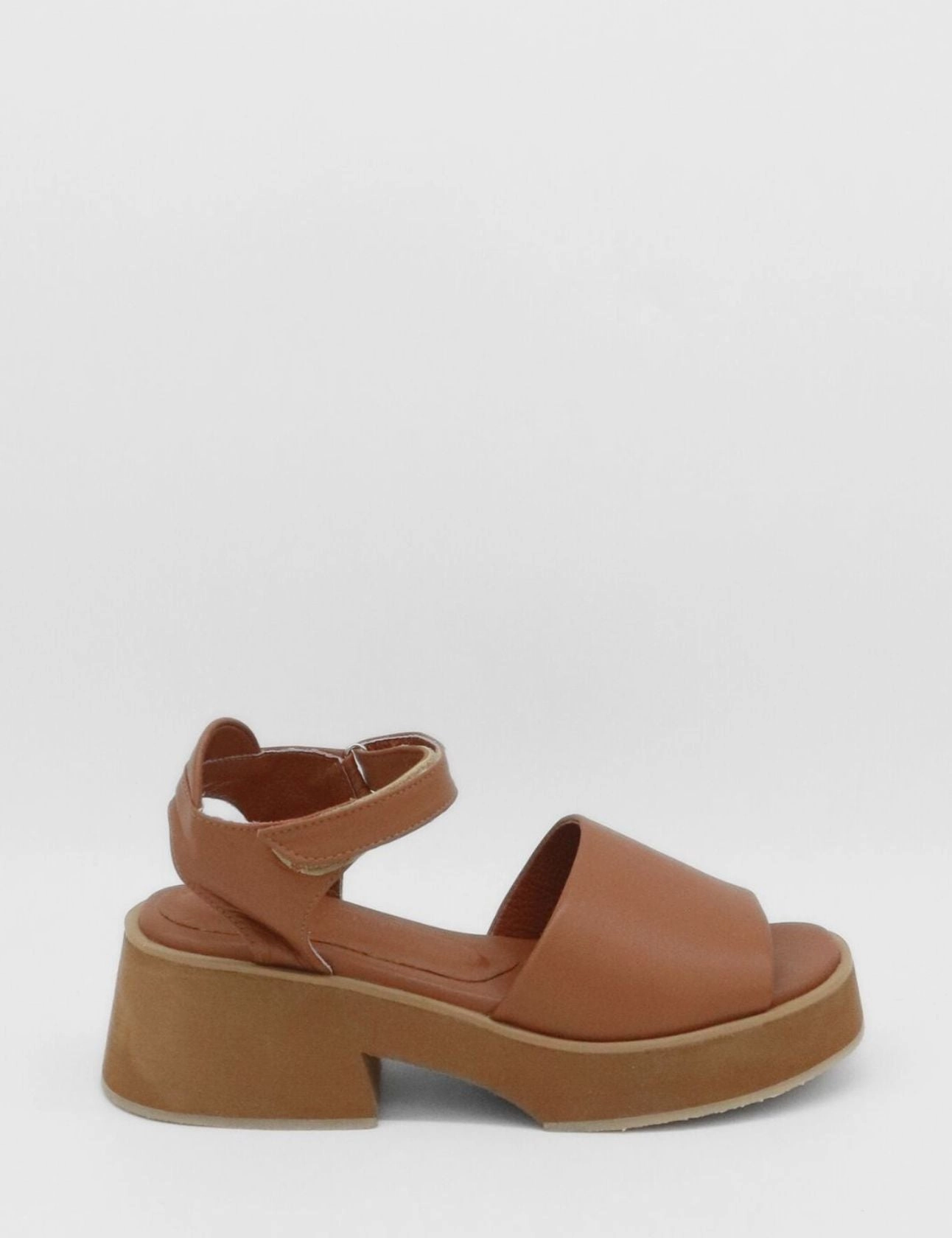 Tribe clog platform strap sandals in pecan leather womens shoes Denim Mary Jane Shoes