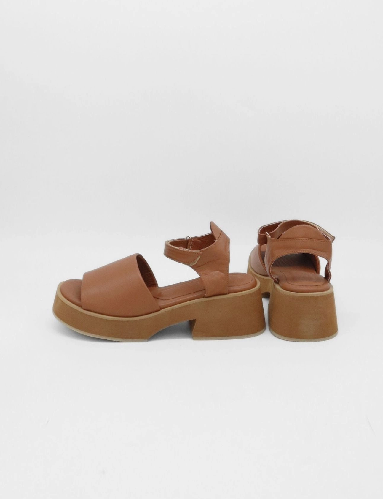 Tribe clog platform strap sandals in pecan leather womens shoes Asian Style Mary Jane Shoes