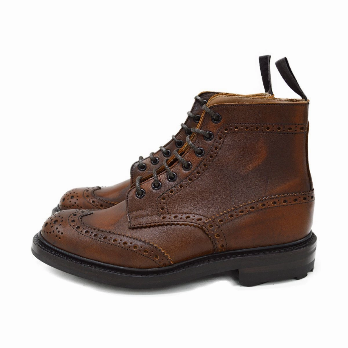 Lace Up Wedge Shoe Boots Trickers Stow -Caramel Kudu