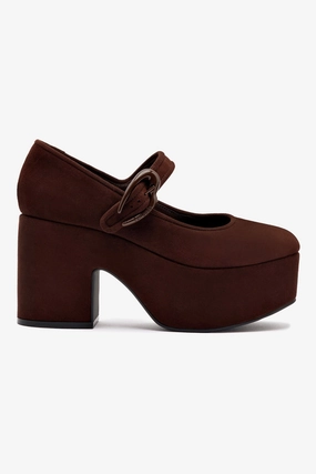 Verona Flatform In Brown Suede Shoes Mary Janes Leather