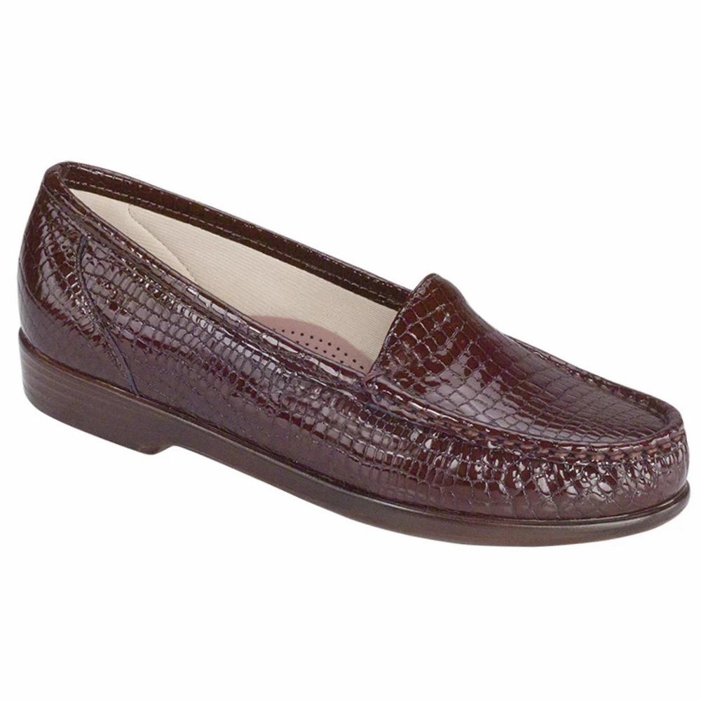 SAS Simplify Brown Croco Loafer (Women's) Baggy Jeans And Loafers