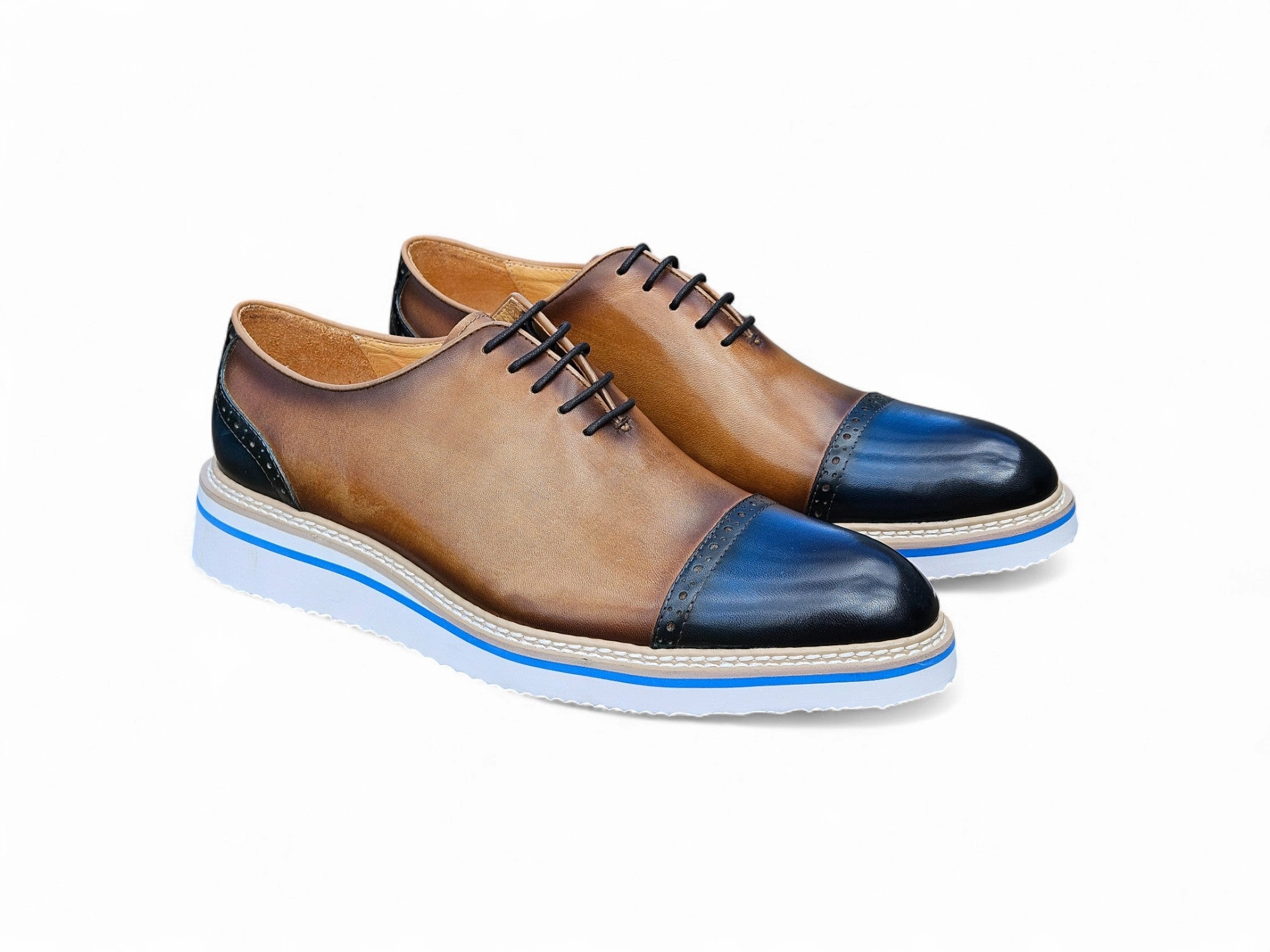 Two Tone Cap toe Calfskin Oxford Leather