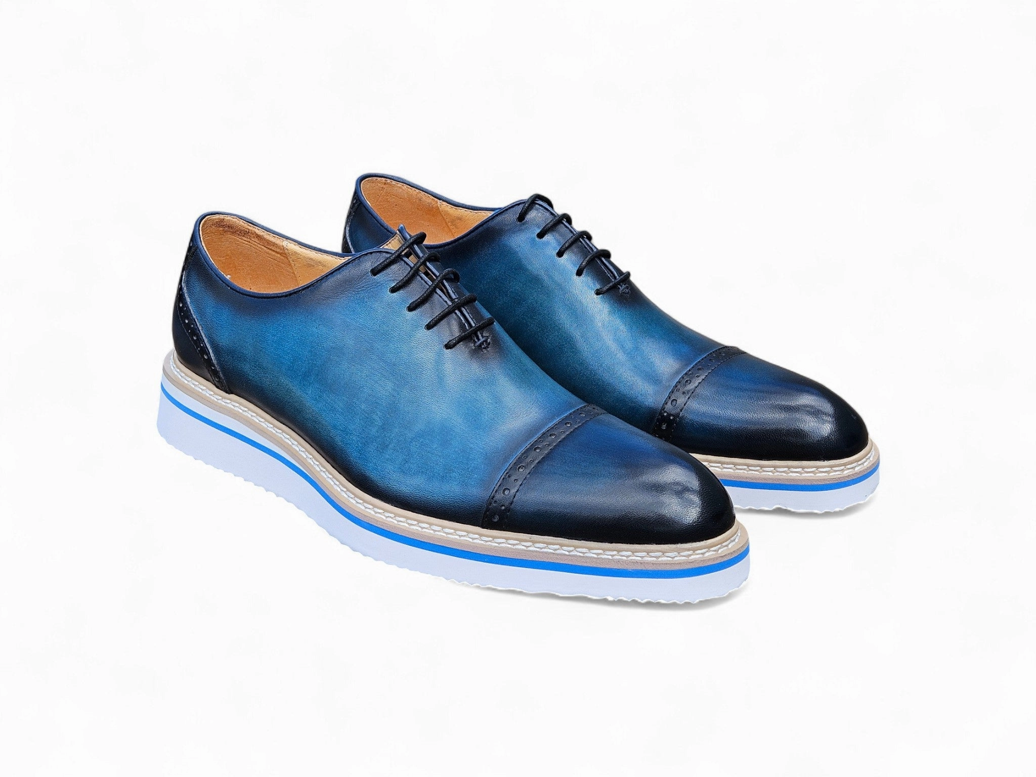 Two Tone Cap toe Calfskin Oxford Oxfords Men