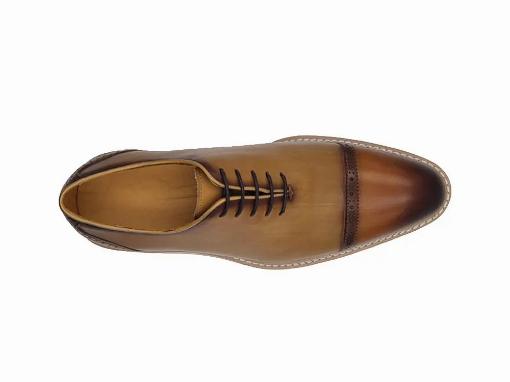 Two Tone Cap toe Calfskin Oxford Oxfords Wide Toe Box