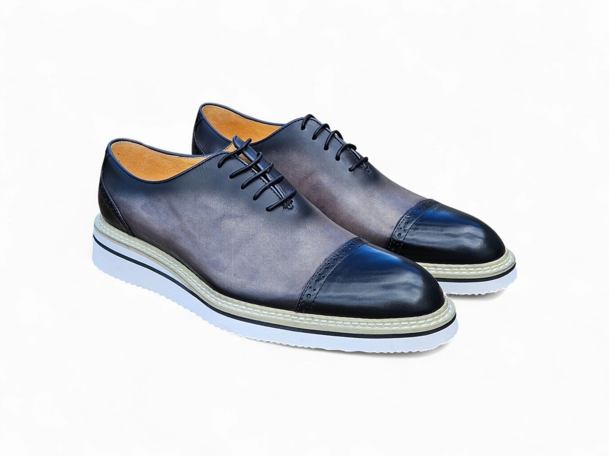 Two Tone Cap toe Calfskin Oxford Calf Leather Oxfords
