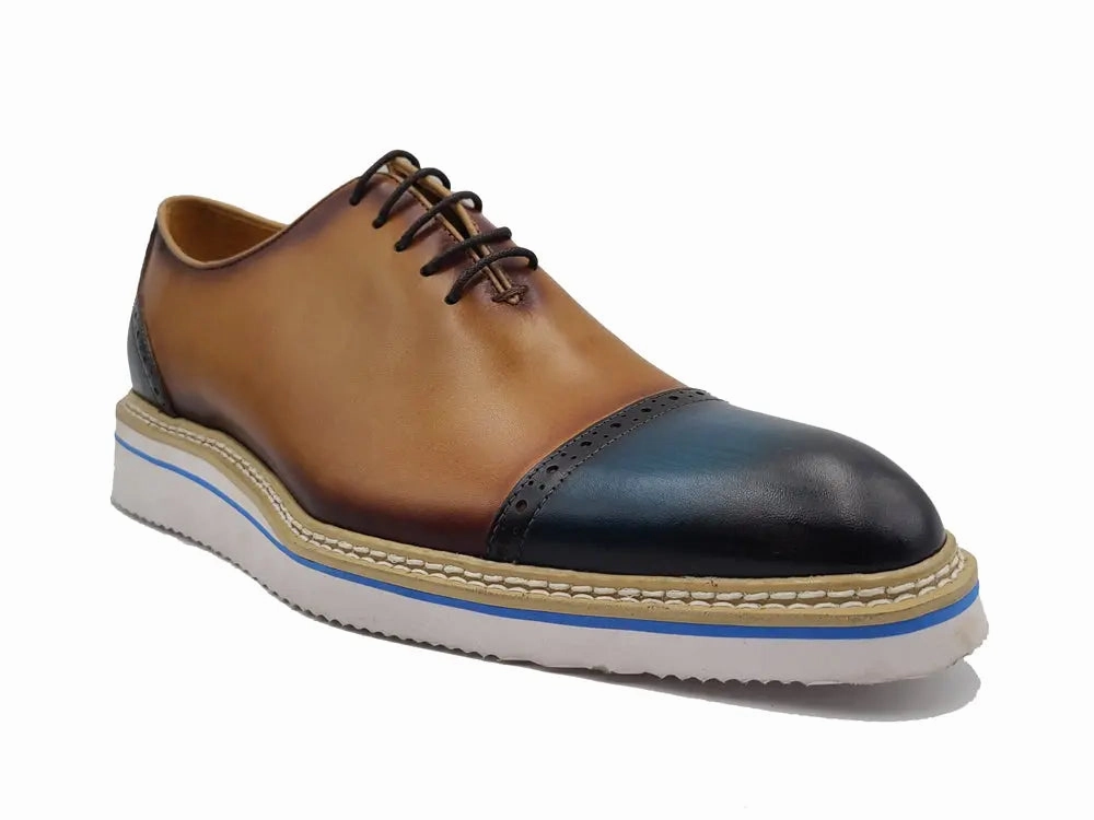 Oxford University Style Two Tone Cap toe Calfskin Oxford