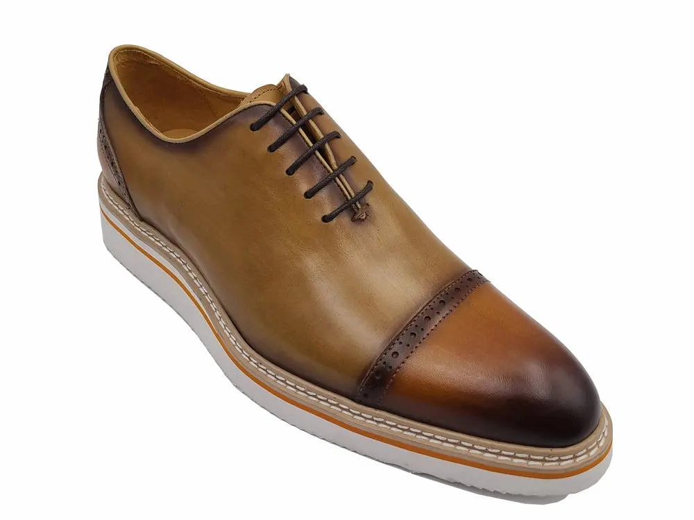 Two Tone Cap toe Calfskin Oxford Dark Brown Oxford Shoes