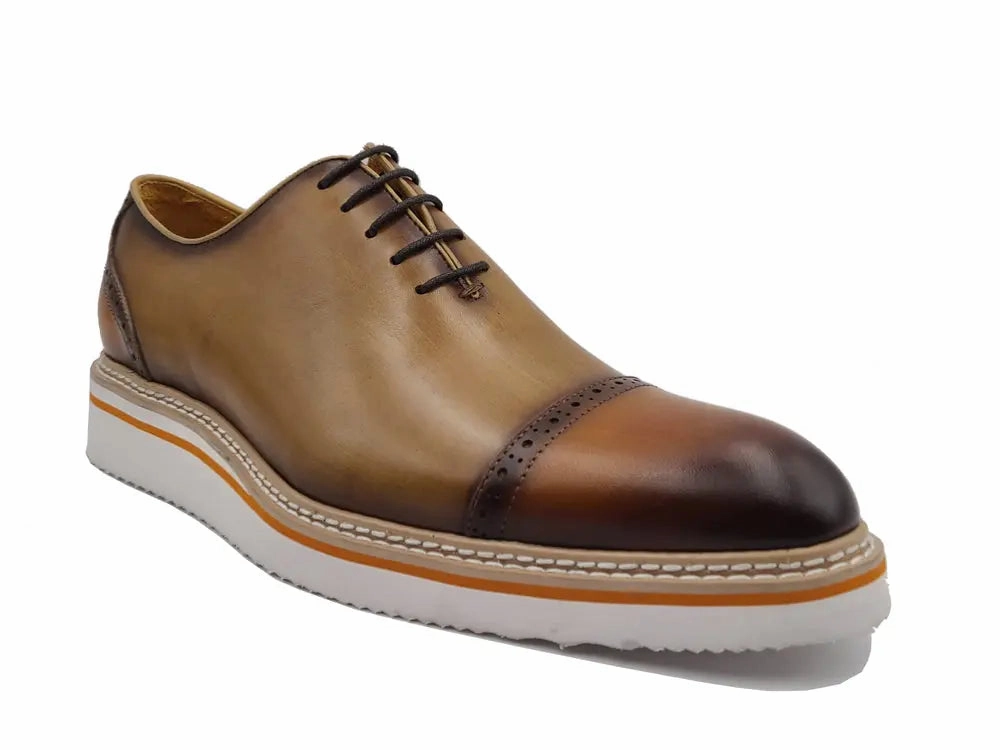 Two Tone Cap toe Calfskin Oxford Oxford Blue