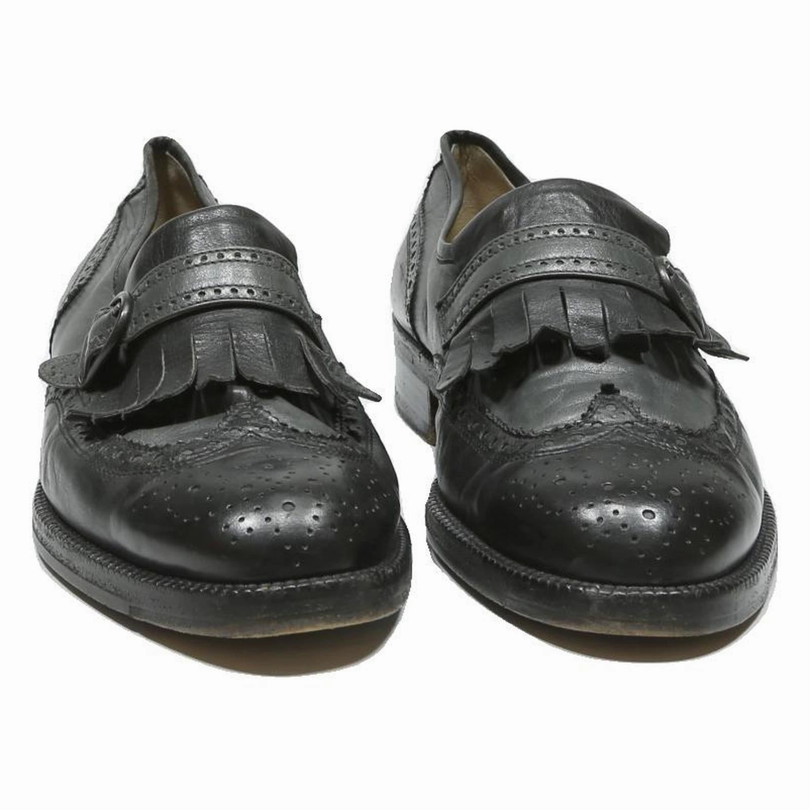 UARVIF Womens Leather Black Monk Shoes UK 8 Classic Comfort Formal The Suede Brogue Boot