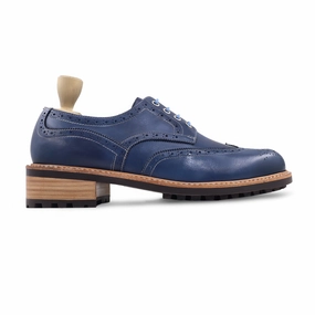 Platform Derby Shoes Foster Gy - Men's Blue Calf Leather Derby Shoe