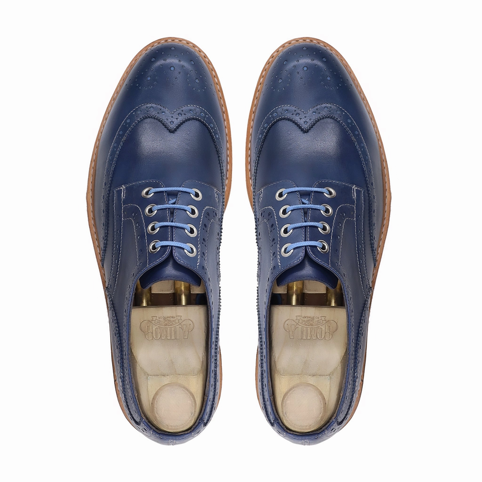 Wind Up Shoe Laces Foster Gy - Men's Blue Calf Leather Derby Shoe