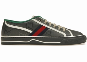 50s Tennis Shoes Gucci Off The Grid Tennis 1977 Low Econyl Dark Grey Gg Blue Red White