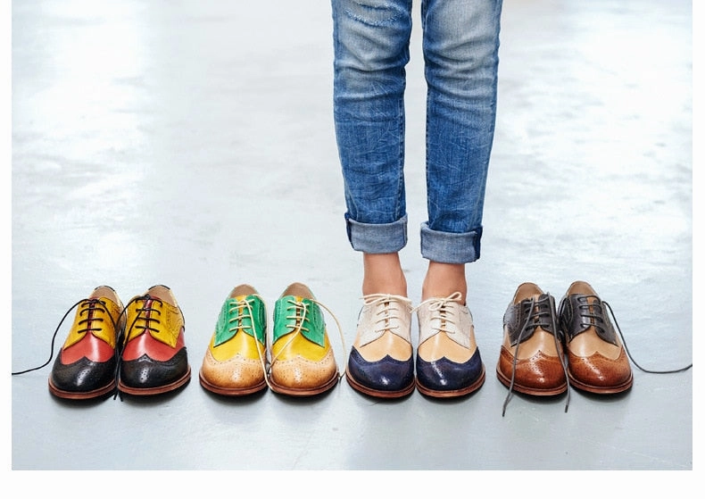 Define Irish Brogue Yinzo Women's Flats Oxford Shoes Perforated  Leather