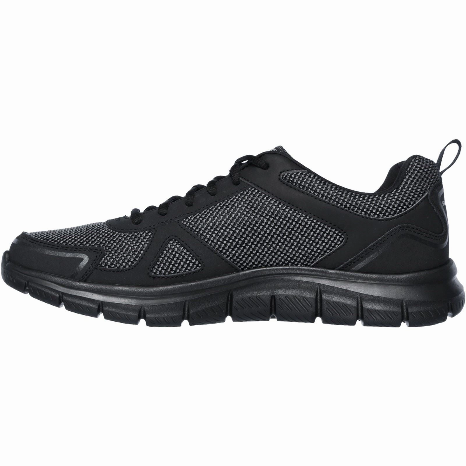 Vegan Cross Training Shoes Men's Wide Fit Skechers 52630 Track Bucolo Sports Sneakers - Black