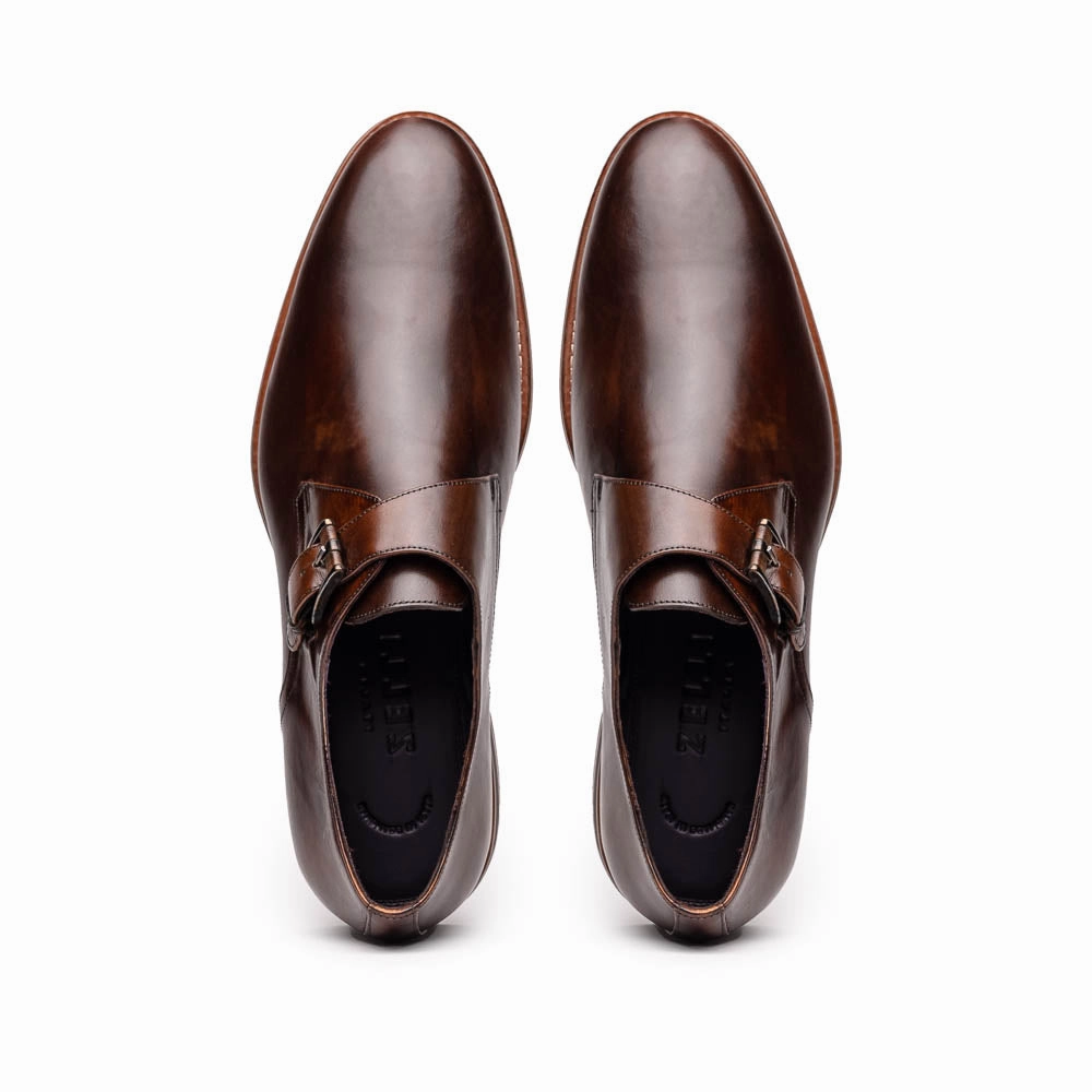 Toms Brogue Shoes 55-605-CST ROMAN Italian Calfskin Monkstrap Chestnut