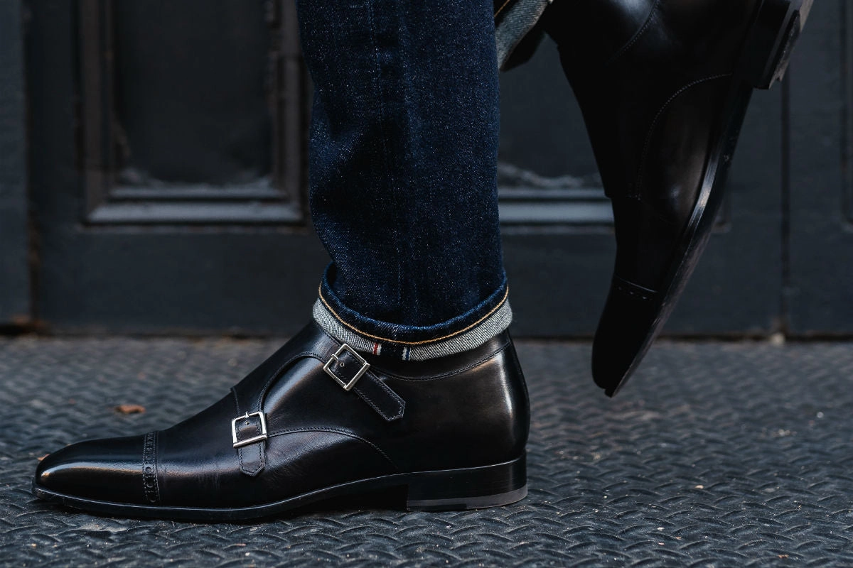 The Heston Double Monk Strap Boot - Nero Walk London Oliver Brogues