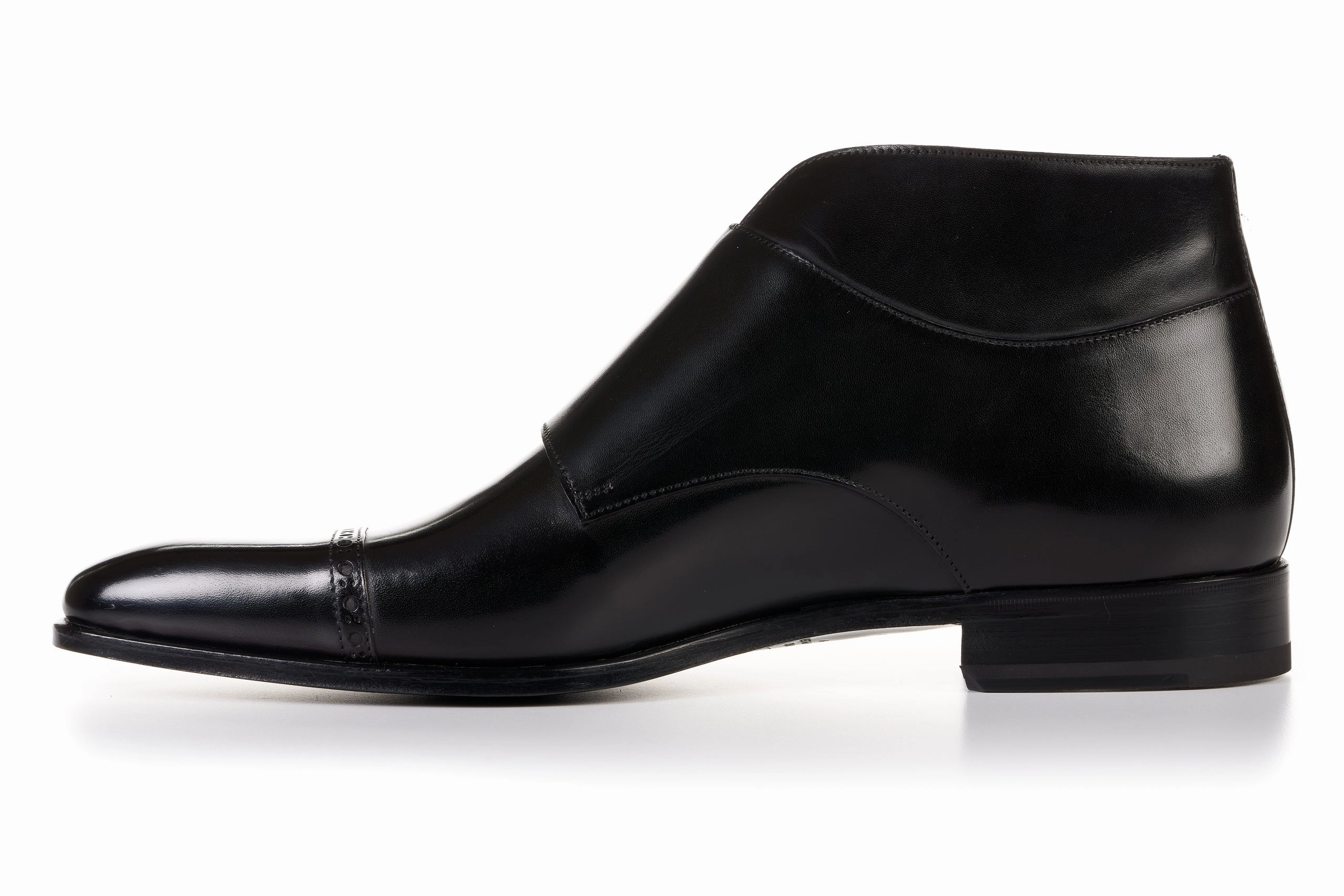 The Heston Double Monk Strap Boot - Nero Brogue Platform Oxford