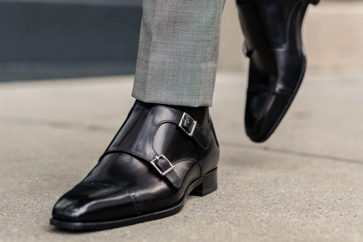 Alden Brogue Shoes The Heston Double Monk Strap Boot - Nero