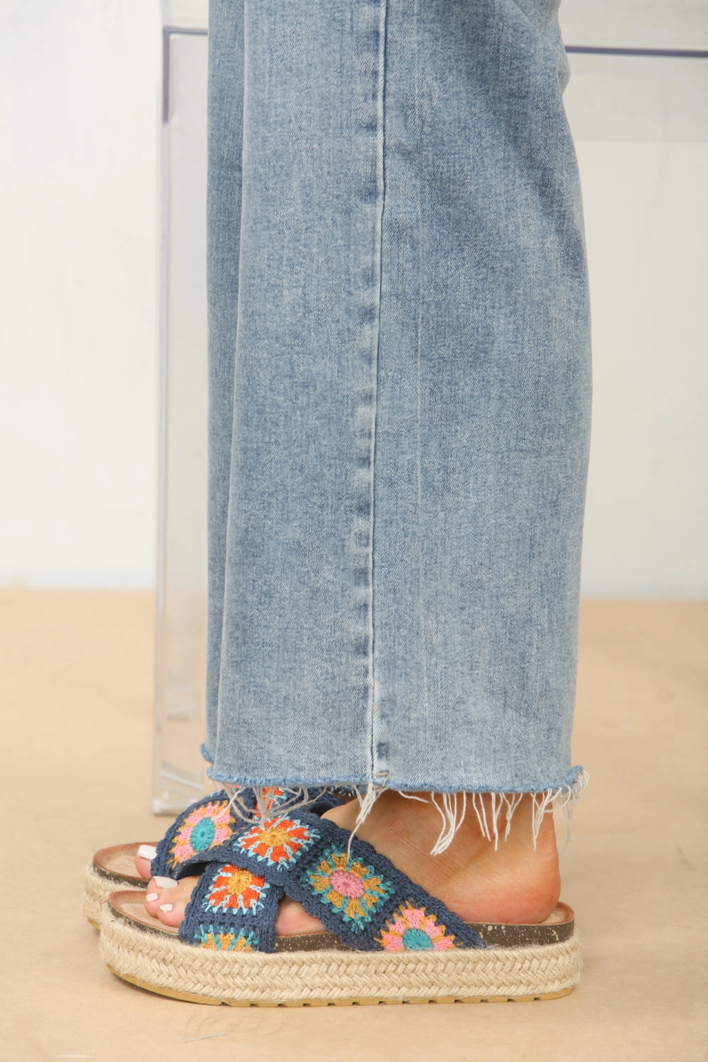 NAVY CROCHET DETAIL CROSS STRAP PRINTED SANDALS Clarks Brynn Mare Mary Jane Shoe