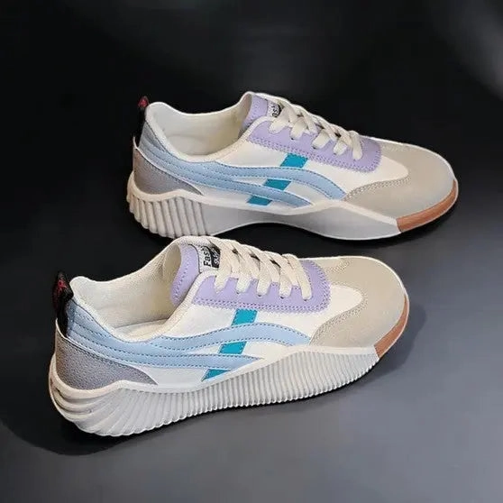 Chunky Canvas Sneakers Two Tone Casual Shoes