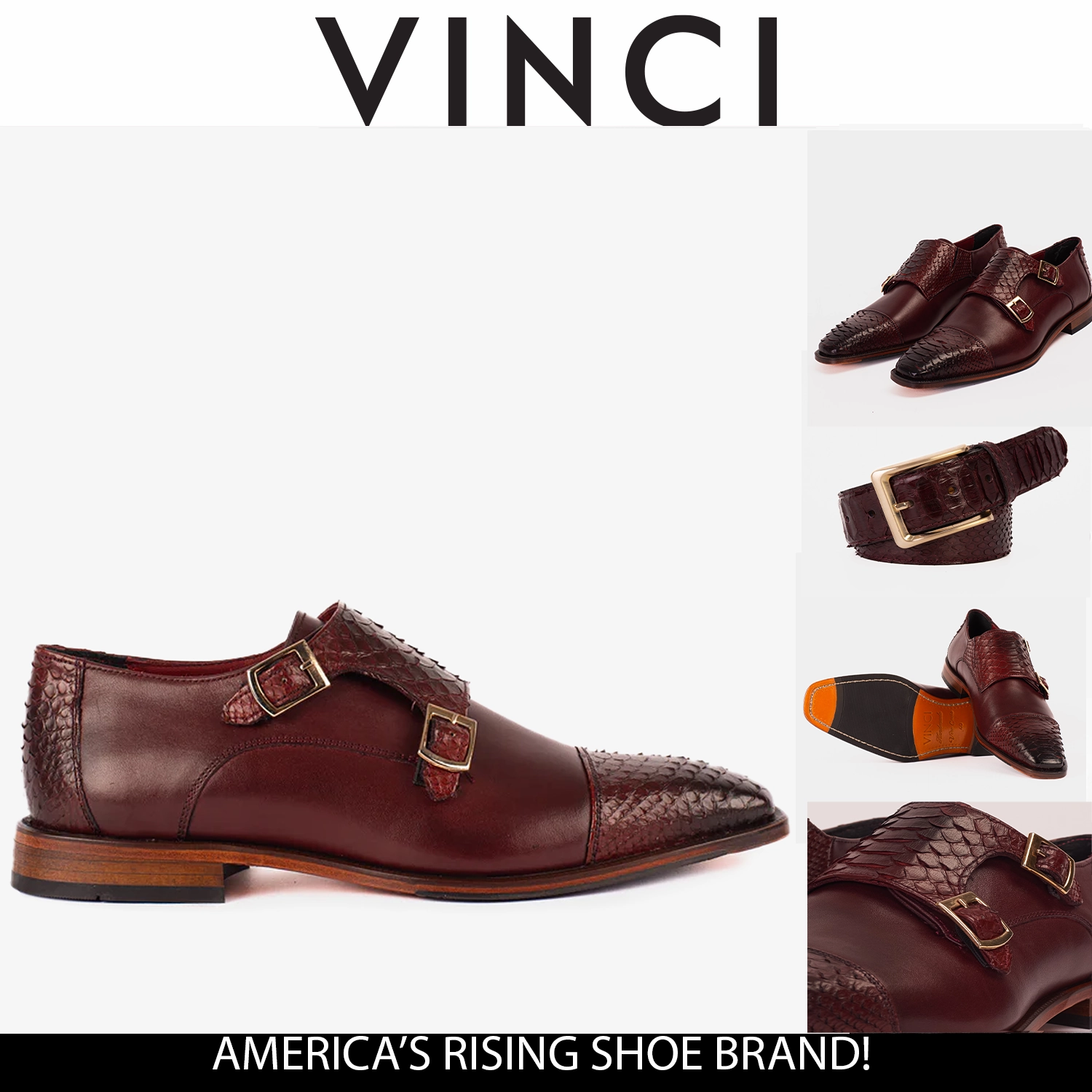 Grenson Stanley Brogues Sale The Bishkek Burgundy Leather Cap Toe Double Monk Strap Men  Shoe