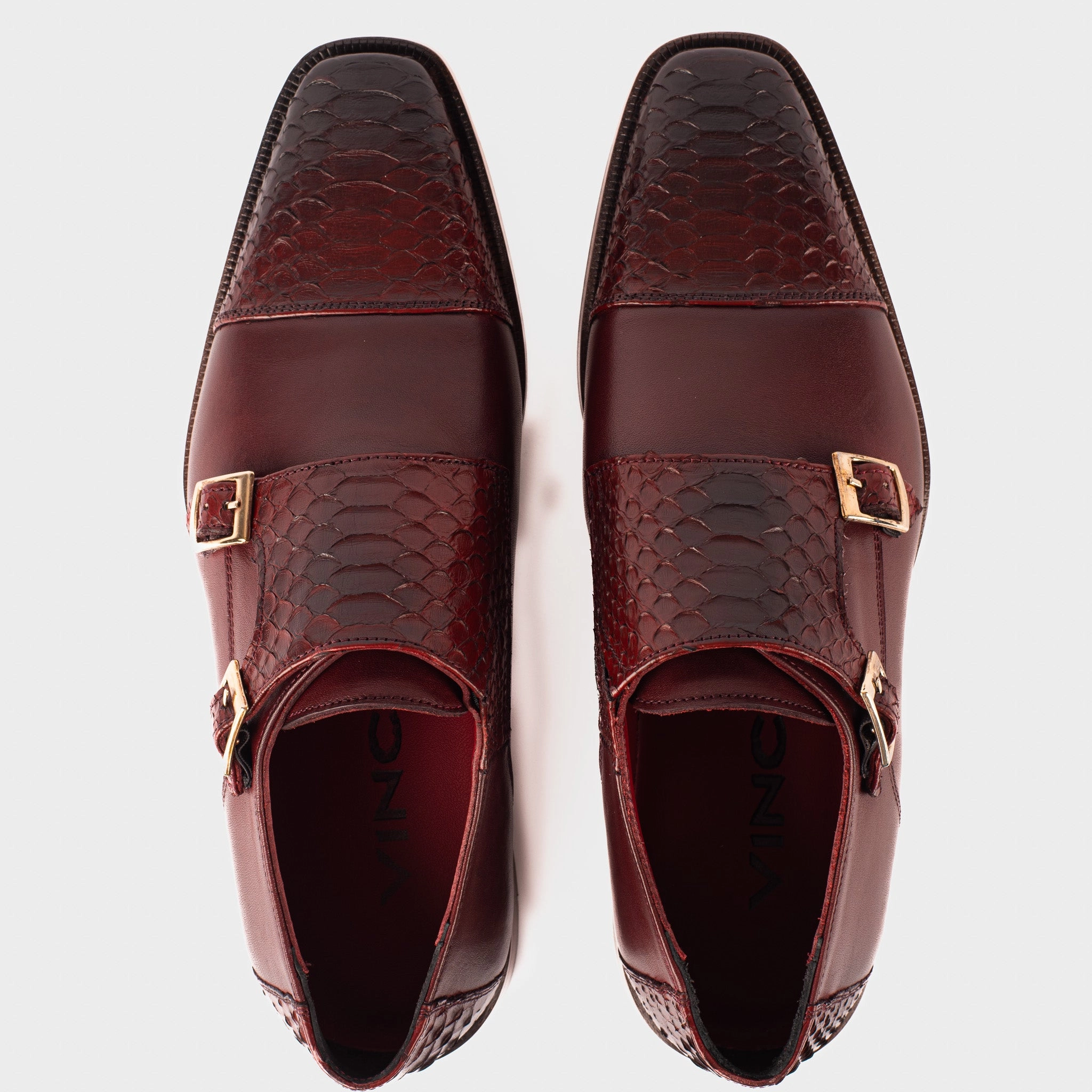 Leather Lace Up Brogue Boots The Bishkek Burgundy Leather Cap Toe Double Monk Strap Men  Shoe
