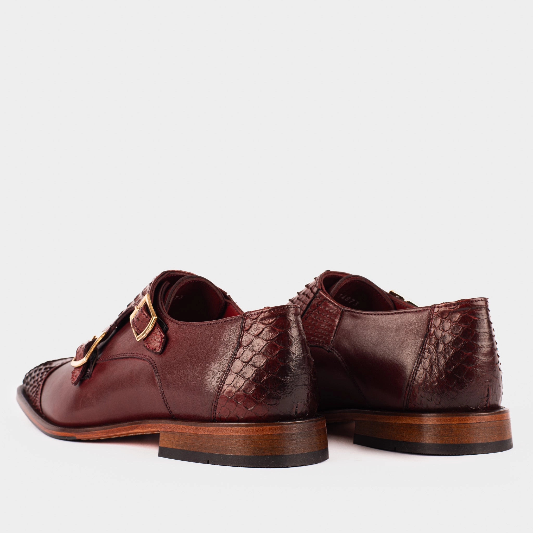 Brogues Black And White The Bishkek Burgundy Leather Cap Toe Double Monk Strap Men  Shoe