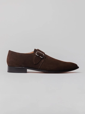 Brogue Boots Black Vagabond Single Monkstrap - Dark Brown Suede