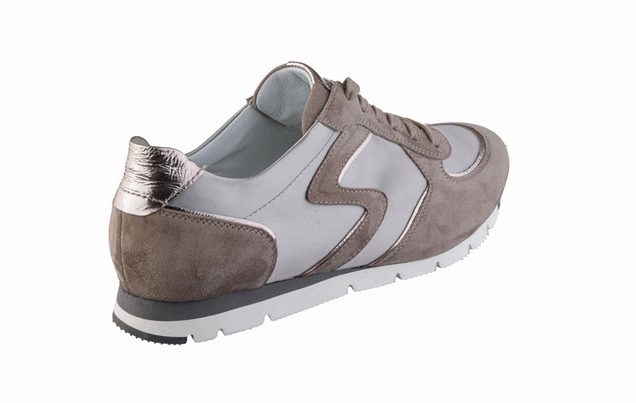 Sem Zigzag Beige Leather Lace Up Brogue Boots