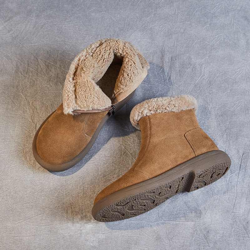 Good Rain And Snow Boots Women Minimalist Suede Flat Ankle Snow Boots