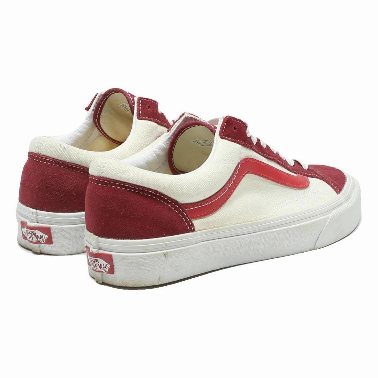 VANS Old Skool Mens Low Top Trainers Canvas UK 7.5 Red & Cream Classic Skate Brown Shoes Casual