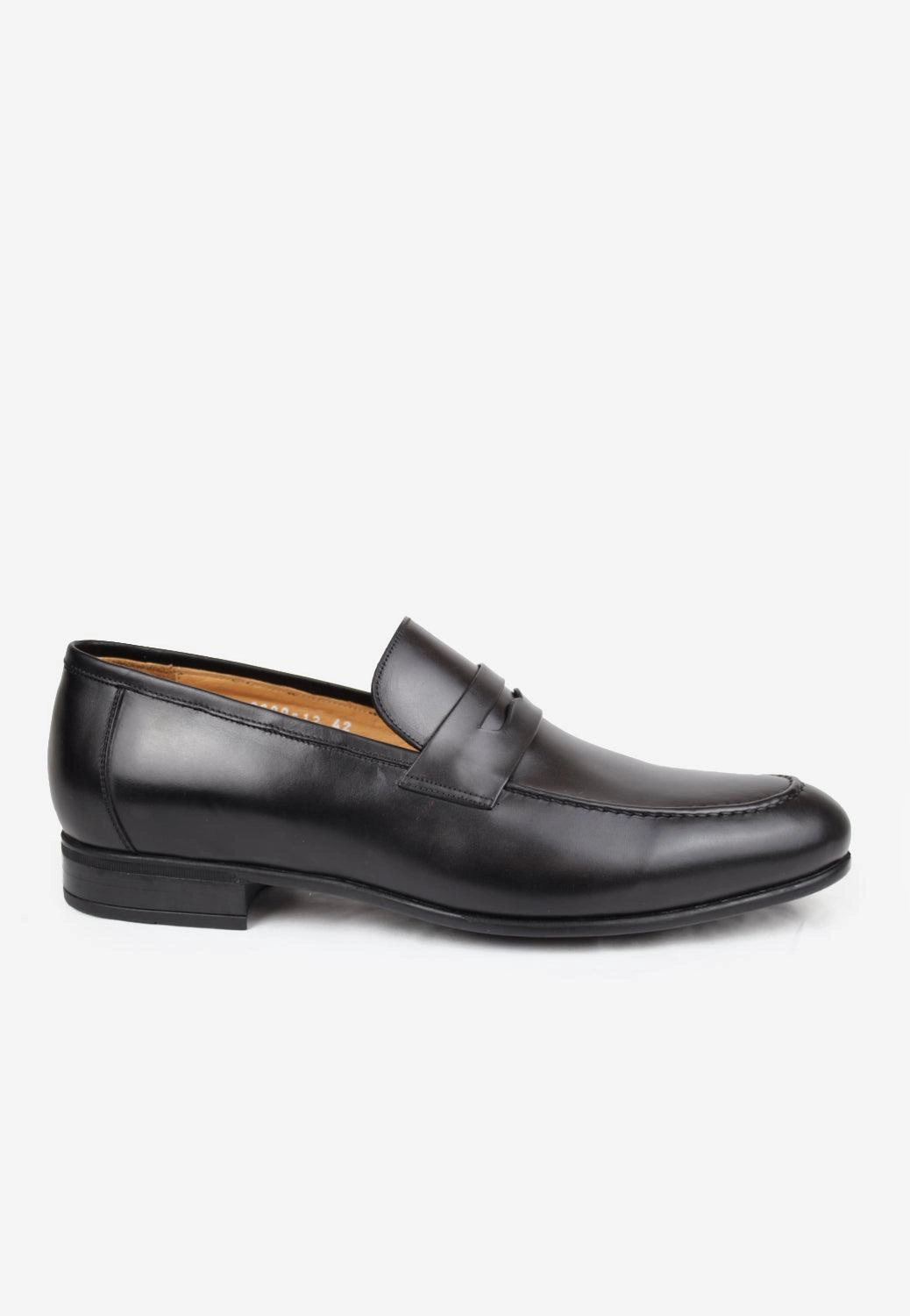 Vegas Penny Loafer Full Grain Leather Black Classic Gathered Leather Loafers