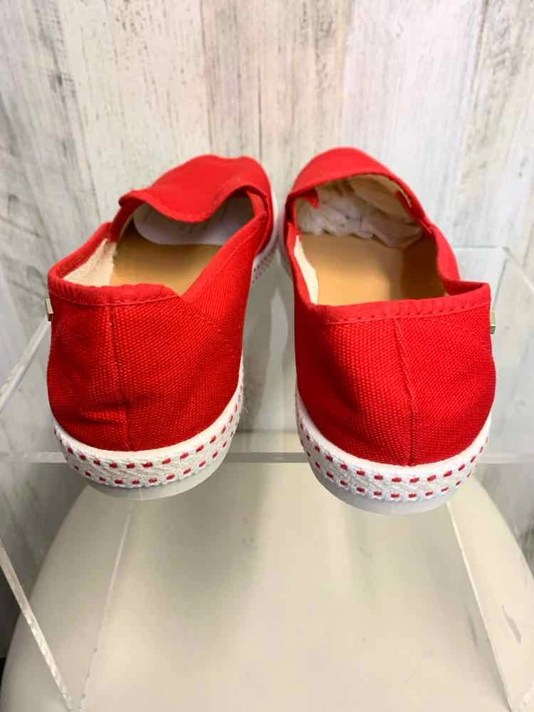 NWT RIVIERAS SHOES Shoe Size 12 Red CANVAS SLIP ON Shoes Casual White Shoes