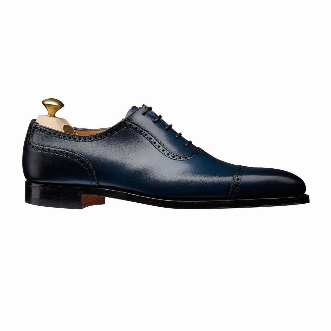 Westbourne Blue Burnished Calf Zerøgrand Laser Wingtip Oxford