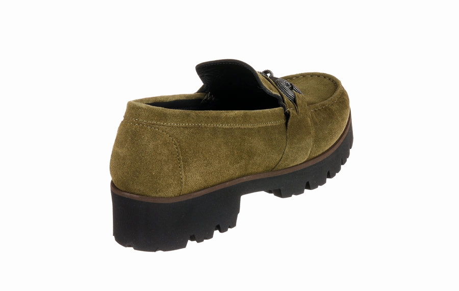 Vm Writer Green Loafers Slip Off Heel