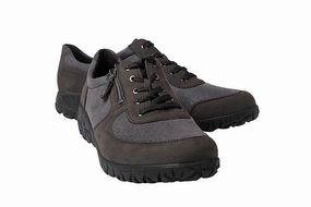 WAL GOYA GREY Black Leather Brogue Shoes