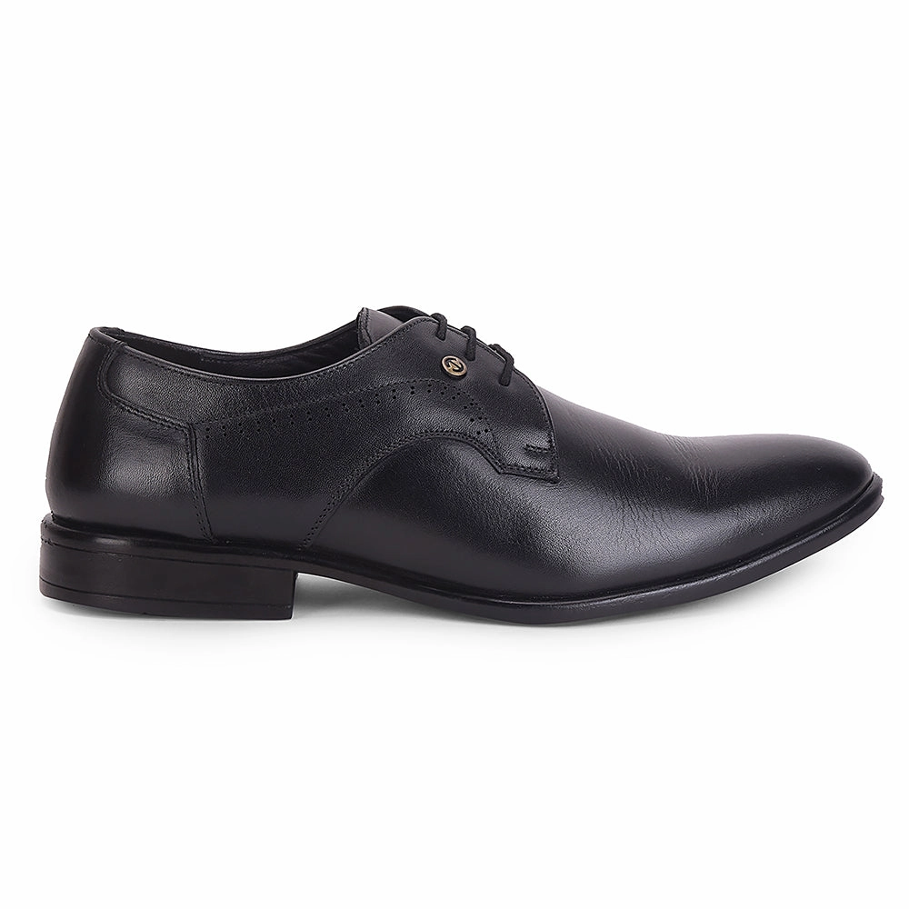 Healers Black Formal Lacing Derby Shoes For Men SCL-12 By Liberty Track Sole Derby Shoes