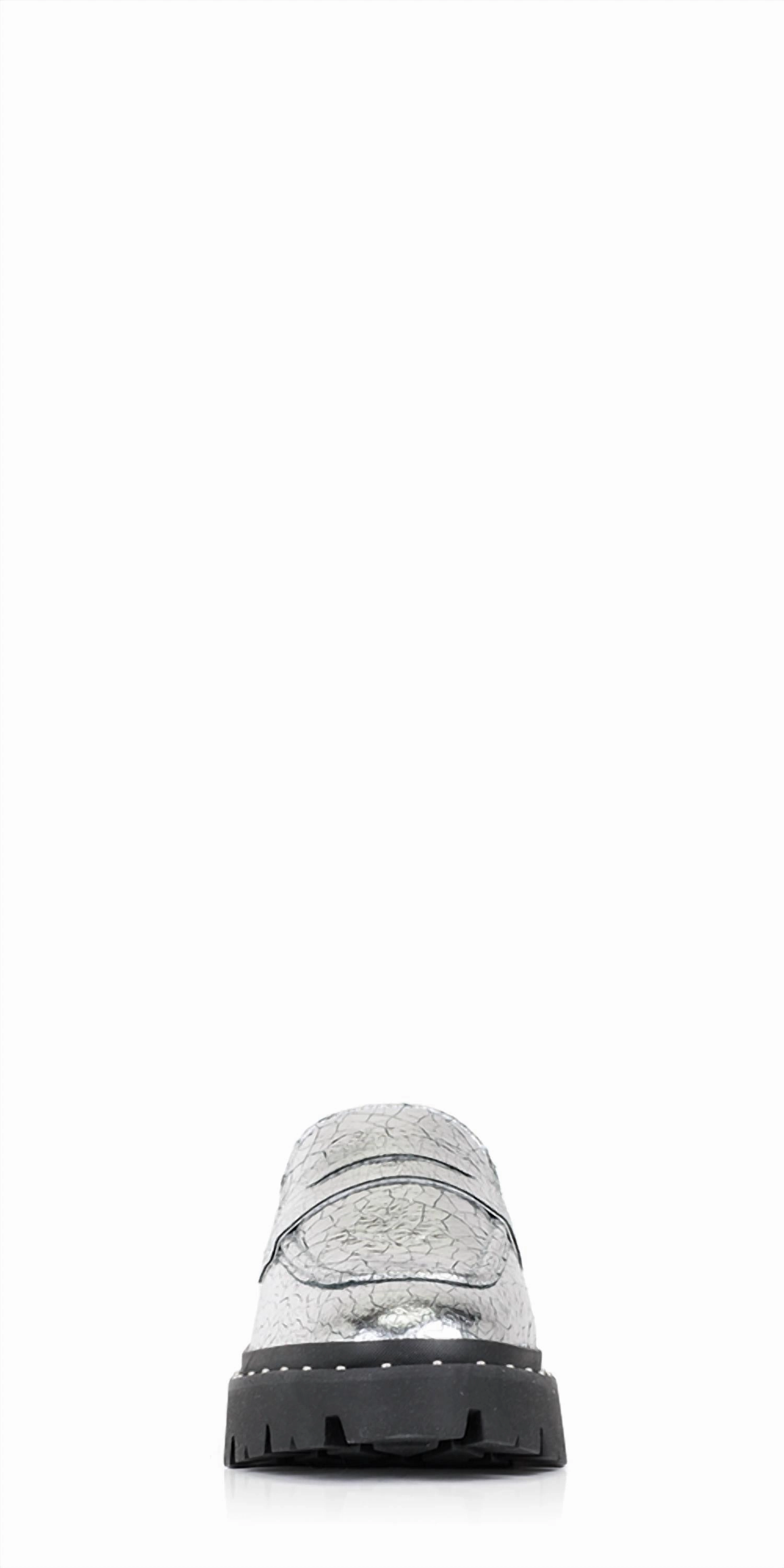 Silver Loafers Women's Christie Studs Crackled Leather Loafer In Silver
