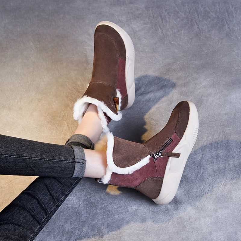 Sorel Hiking Snow Boots Women Retro Leather Casual Furred Snow Boots