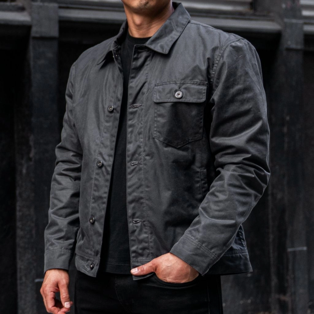 Casual Spd Bike Shoes Waxed Canvas Field Jacket | Charcoal