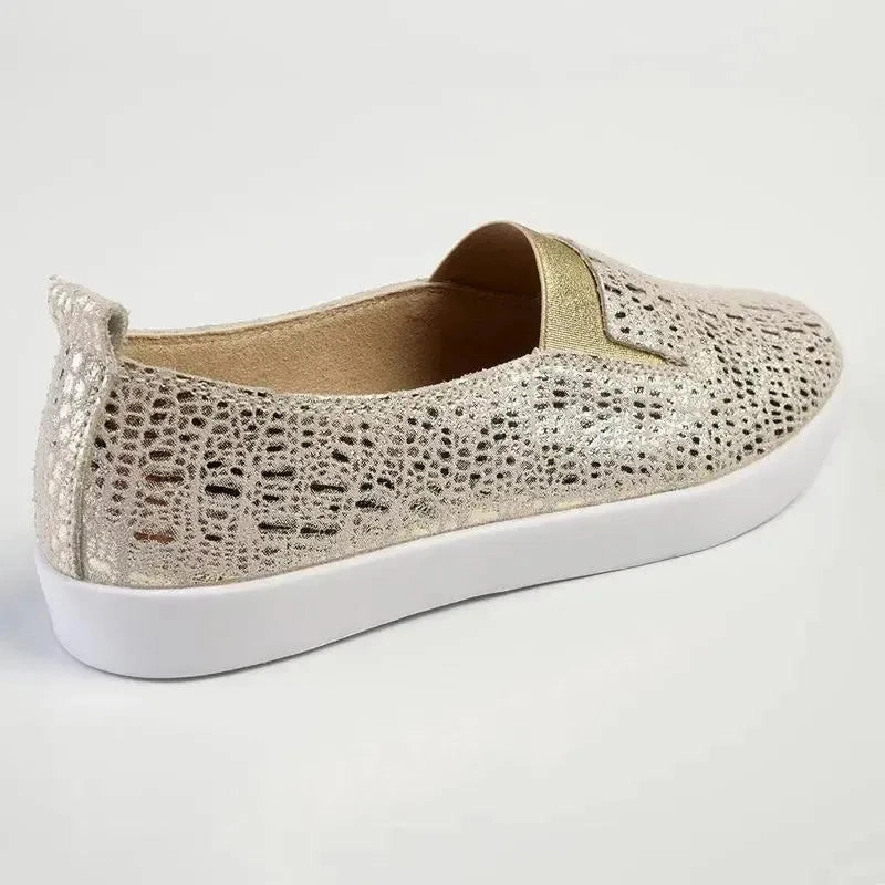 Julz Fran Leather Metallic Slip On- Gold